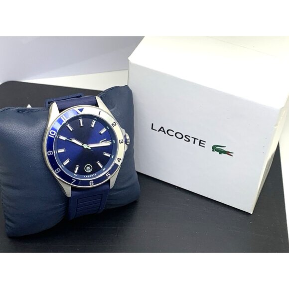 Lacoste Men's Watch 2011125 Tiebreaker Quartz Blue Dial Rubber Band Sport 43mm - Picture 3 of 14